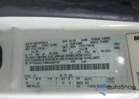 2010 Ford E-350 Super Duty Commercial/Recreational z USA, uszkodzony, nr VIN 1FTSS3EL7ADA06797